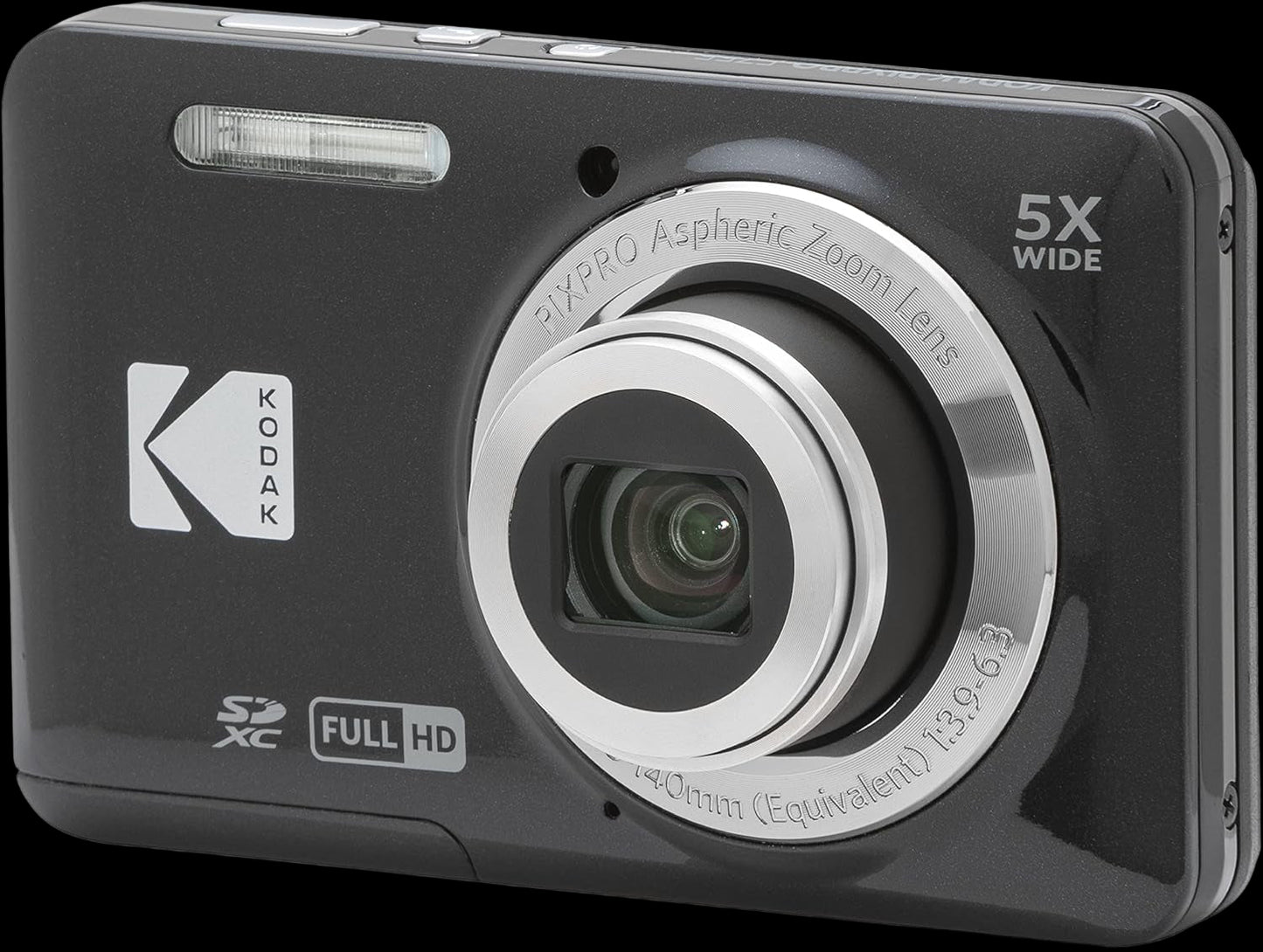 PIXPRO FZ55-BK 16MP CMOS Sensor Digital Camera 5X Optical Zoom 28Mm Wide Angle 1080P Full HD Video 2.7" LCD Vlogging Camera (Black)