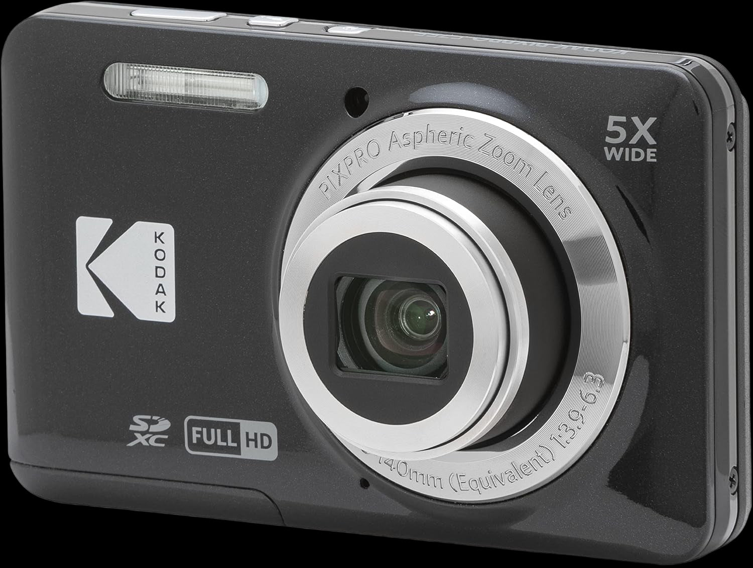 PIXPRO FZ55-BK 16MP CMOS Sensor Digital Camera 5X Optical Zoom 28Mm Wide Angle 1080P Full HD Video 2.7" LCD Vlogging Camera (Black)