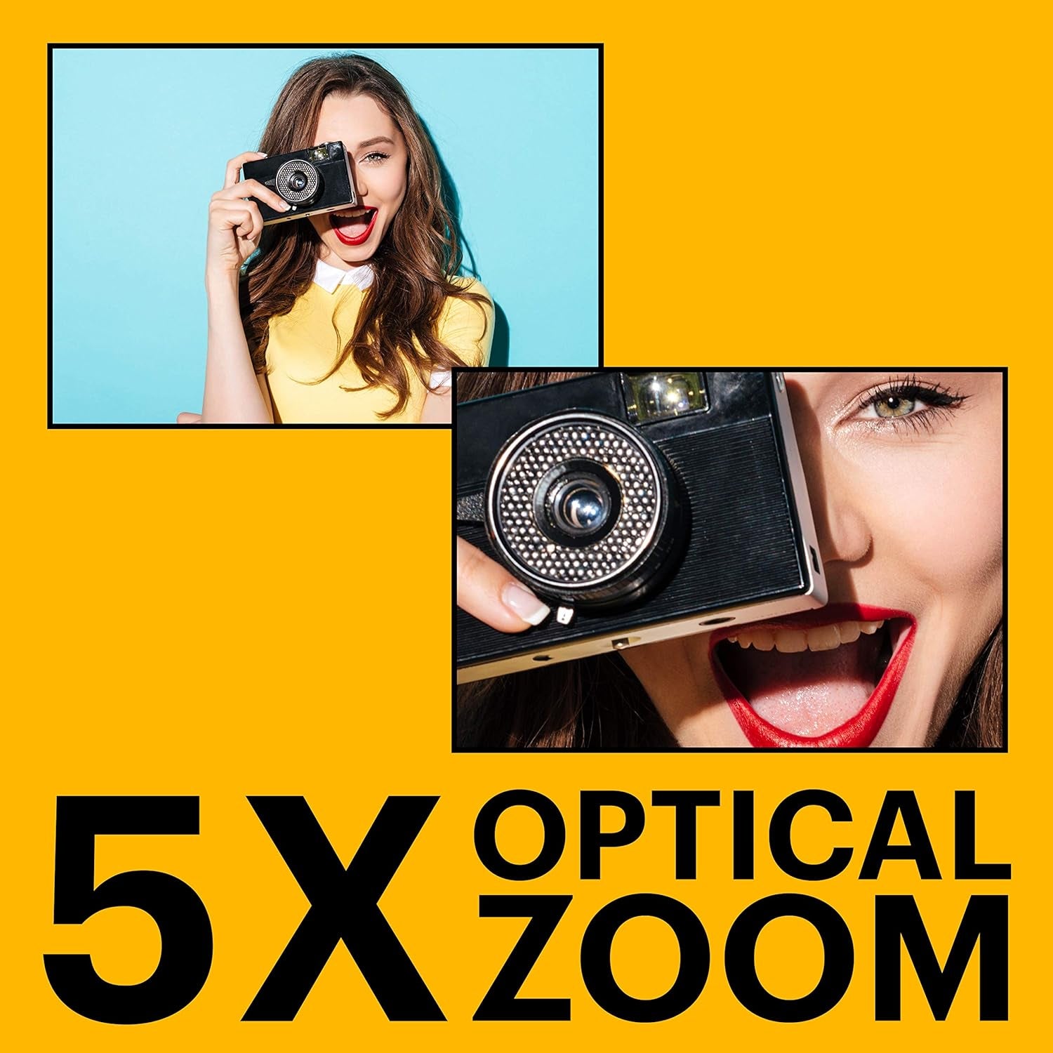 PIXPRO FZ55-BK 16MP CMOS Sensor Digital Camera 5X Optical Zoom 28Mm Wide Angle 1080P Full HD Video 2.7" LCD Vlogging Camera (Black)
